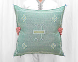 Cactus Silk Moroccan Sabra Pillow Throw, Green - Square 22"x22"