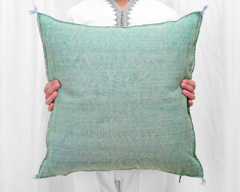 Cactus Silk Moroccan Sabra Pillow Throw, Green - Square 22"x22" (CTS-M120)