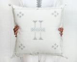 Cactus Silk Moroccan Sabra Pillow Throw, Natural White - Square 22"x22" 