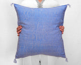 Cactus Silk Moroccan Sabra Pillow Throw, Indigo Blue - Square 22"x22" (CTS-M128)