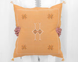Cactus Silk Moroccan Sabra Pillow Throw, Mustard Yellow - Square 20"x20" 