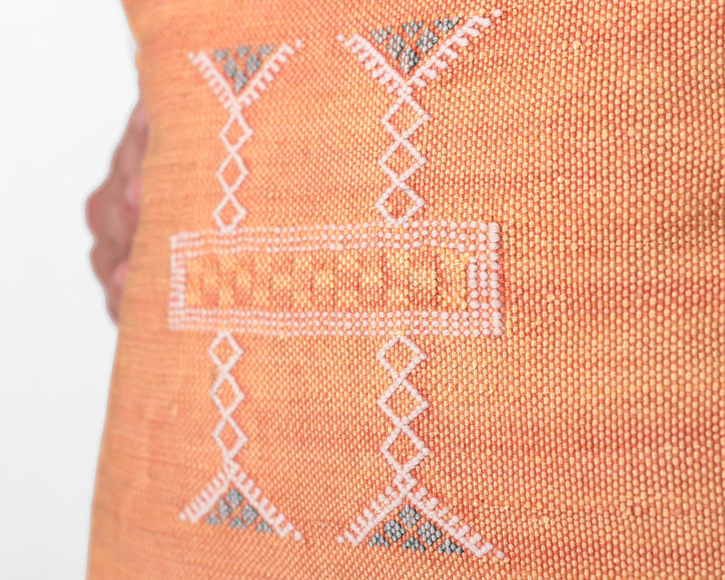 Cactus Silk Moroccan Sabra Pillow Throw, Tangerine Orange - Square 20"x20" (CTS-P112)