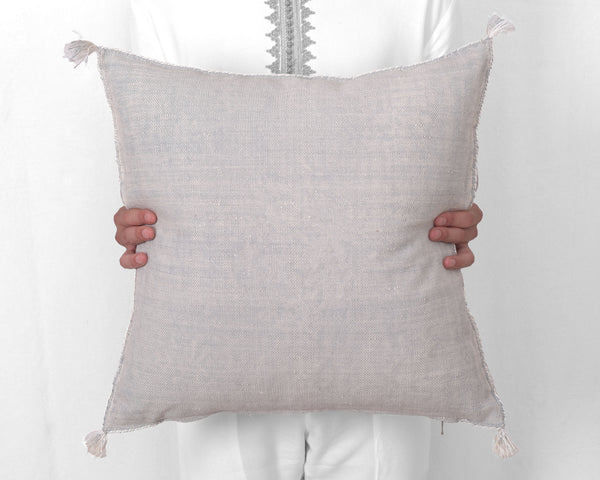 Cactus Silk Moroccan Sabra Pillow Throw, Light Gray - Square 20"x20" (CTS-P114)