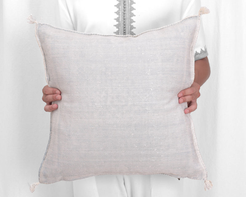Cactus Silk Moroccan Sabra Pillow Throw, Light Gray - Square 20"x20" (CTS-P115)