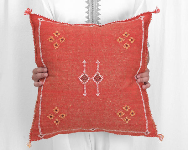 Cactus Silk Moroccan Sabra Pillow Throw, Imperial Red - Square 20"x20" (CTS-P117)