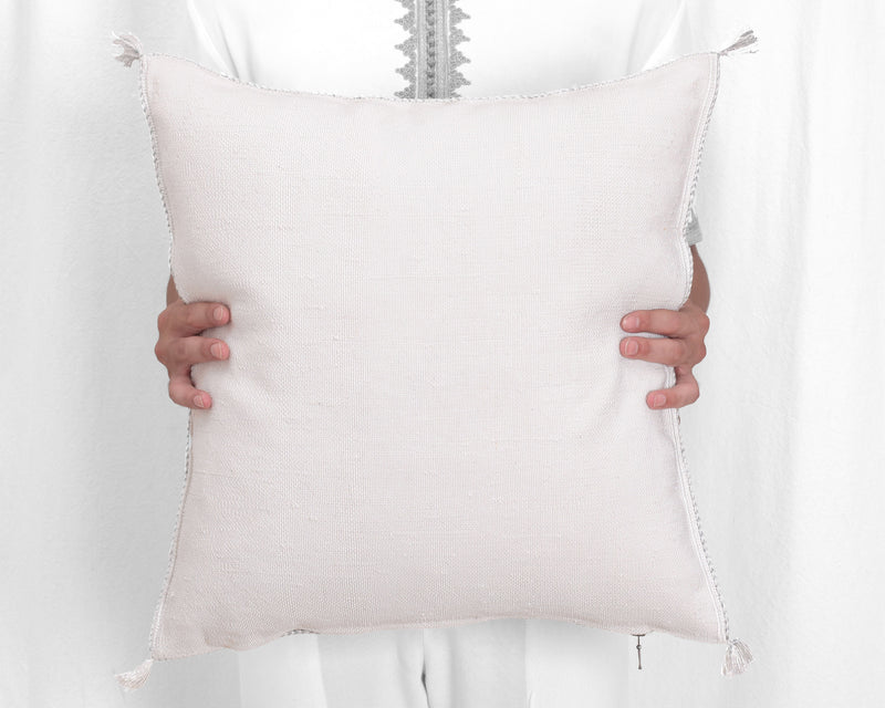 Cactus Silk Moroccan Sabra Pillow Throw, Off White - Square 20"x20" (CTS-P119)