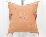 Cactus Silk Moroccan Sabra Pillow Throw, Marigold Orange - Square 20"x20"