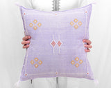 Cactus Silk Moroccan Sabra Pillow Throw, Lilac Purple - Square 20"x20" 