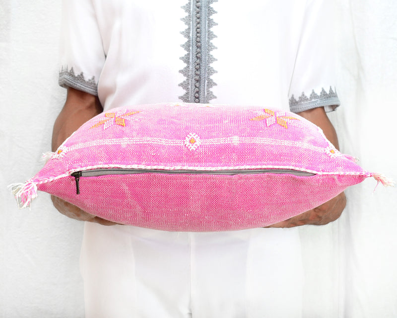 Cactus Silk Moroccan Sabra Pillow Throw, Hot Pink - Square 20"x20" (CTS-P130)