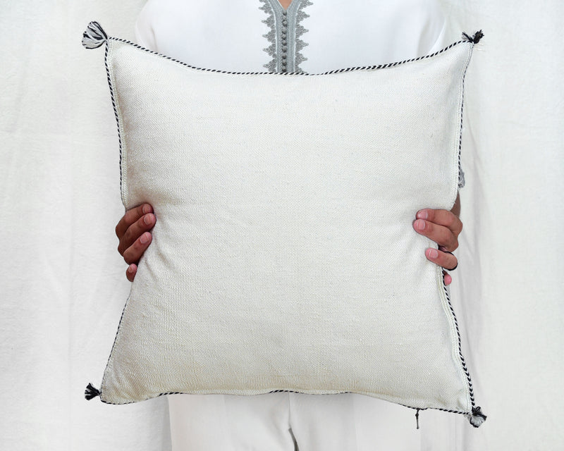 Cactus Silk Moroccan Sabra Pillow Throw, Natural White - Square 20"x20" (CTS-P135)