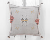 Cactus Silk Moroccan Sabra Pillow Throw, Light Gray - Square 20"x20" 