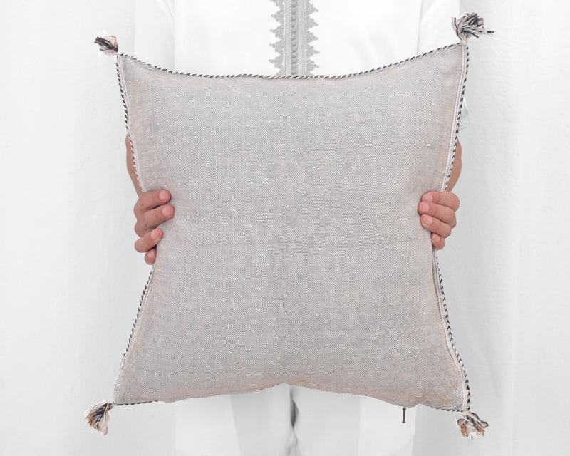 Cactus Silk Moroccan Sabra Pillow Throw, Light Gray - Square 20"x20" (CTS-P136)