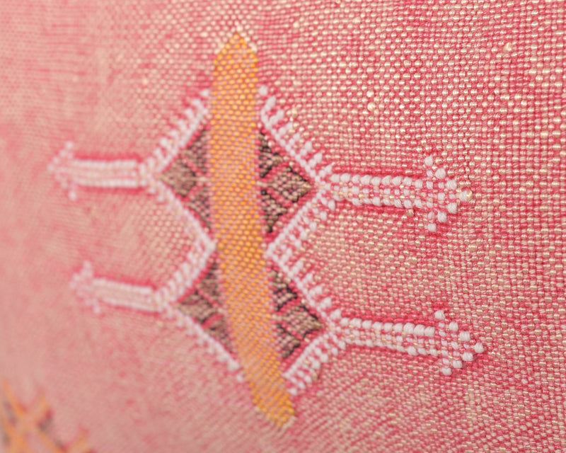 Cactus Silk Moroccan Sabra Lumbar Throw, Pink Punch - Rectangle 13"x21" (CTS-S110)