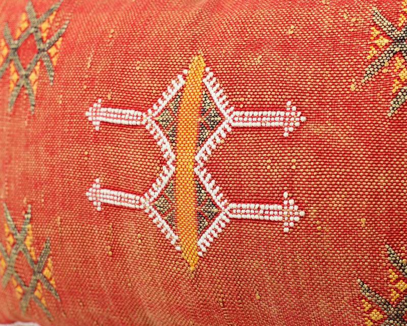 Cactus Silk Moroccan Sabra Lumbar Throw, Imperial Red - Rectangle 13"x21" (CTS-S134)