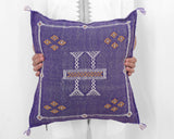 Cactus Silk Moroccan Sabra Pillow Throw, Violet Purple - Square 18"x18"