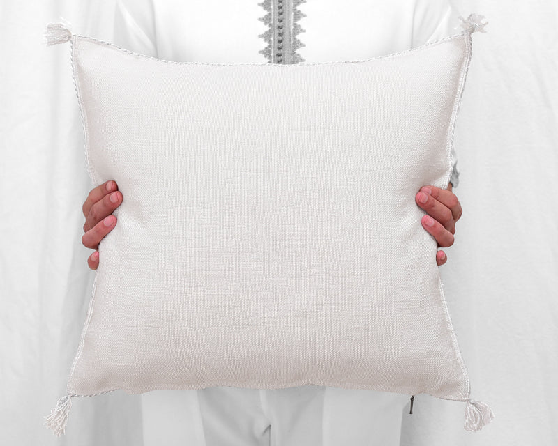 Cactus Silk Moroccan Sabra Pillow Throw, Off White - Square 18"x18" (CTS-Z118)