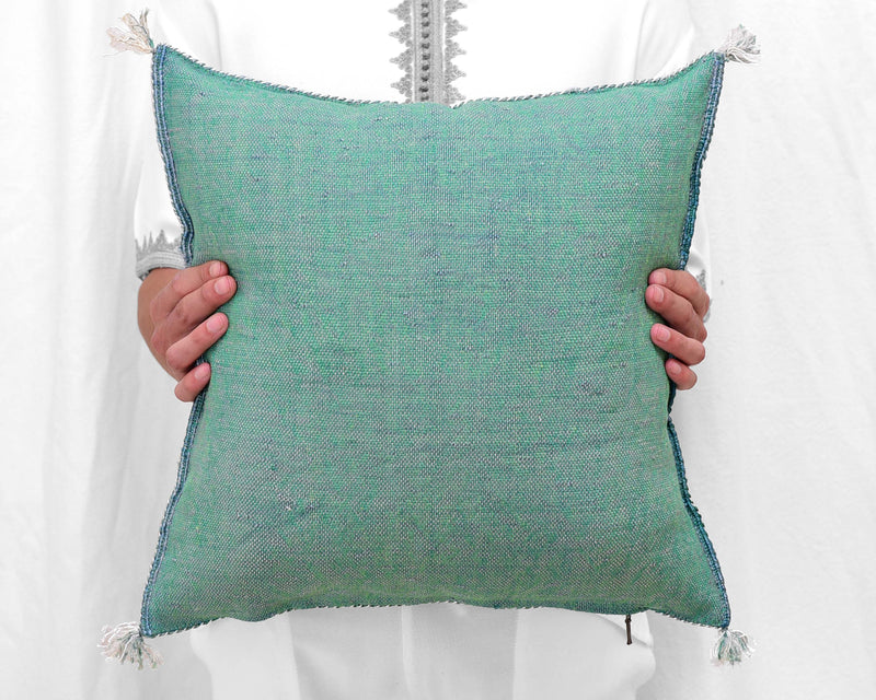 Cactus Silk Moroccan Sabra Pillow Throw, Jade Green - Square 18"x18" (CTS-Z119)