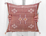 Cactus Silk Moroccan Sabra Pillow Throw, Dark Rust - Square 18"x18"