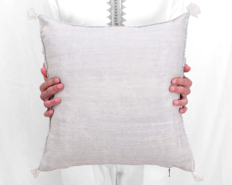 Cactus Silk Moroccan Sabra Pillow Throw, Light Gray - Square 18"x18" (CTS-Z126)