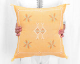 Cactus Silk Moroccan Sabra Pillow Throw, Mustard Yellow - Square 18"x18" (CTS-Z131)