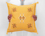 Cactus Silk Moroccan Sabra Pillow Throw, Canary Yellow - Square 18"x18" (CTS-Z132)