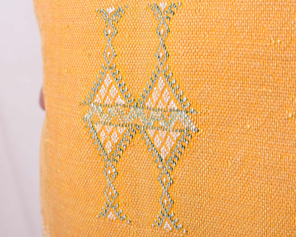 Cactus Silk Moroccan Sabra Pillow Throw, Mustard Yellow - Square 18"x18" (CTS-Z133)
