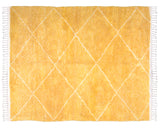 Yellow Rug, Moroccan Wool Rug, Diamond Pattern Rug