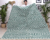 Checkered Rug Green, Green Moroccan Rug,Custom Fit