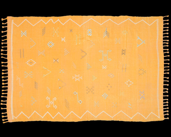 Cactus Silk Moroccan Sabra Accent Rug - Amber Yellow 3'11"x5'07"ft  (RNS-S052)