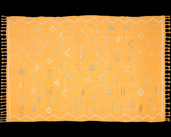 Cactus Silk Moroccan Sabra Accent Rug - Amber Yellow 4'00"x6'00"ft  (RNS-S053)