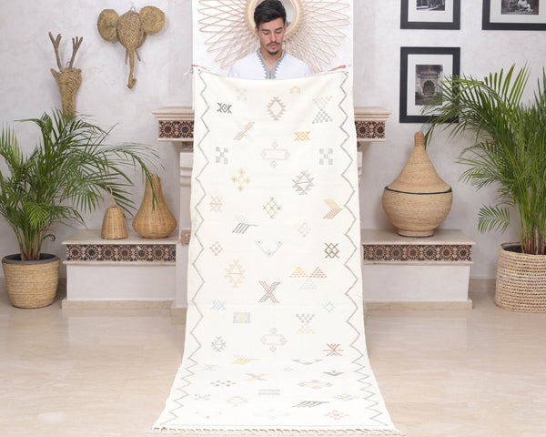 Cactus Silk Moroccan Sabra Runner - Natural White 2'11"x8'04"ft