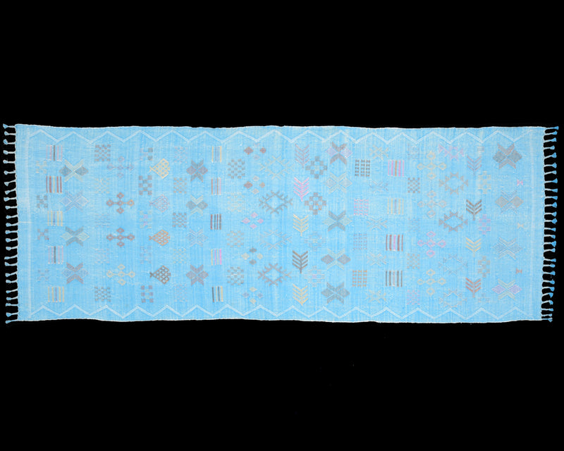 Cactus Silk Moroccan Sabra Runner - Light Blue 2'11"x7'11"ft  (UNS-M007)