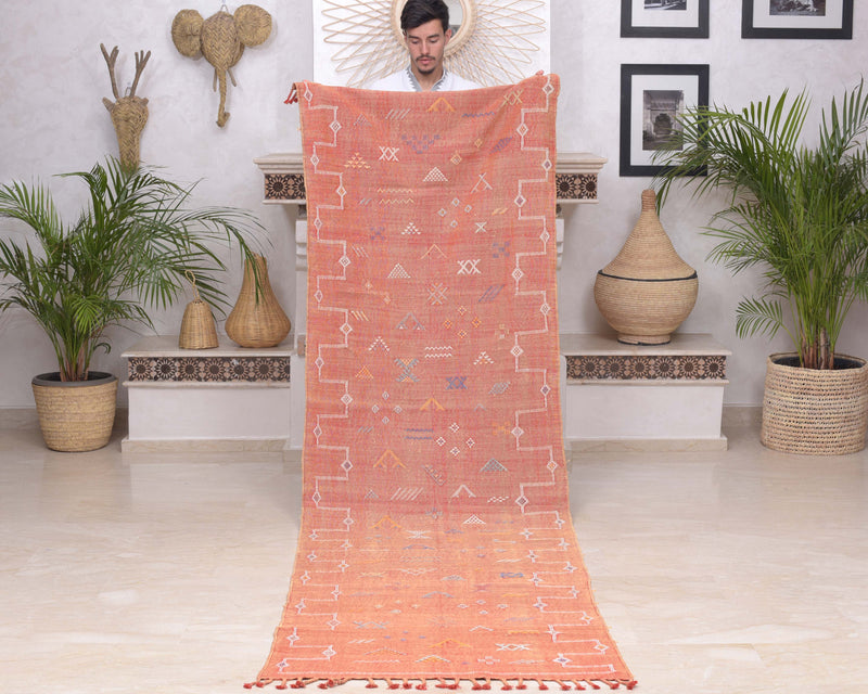 Cactus Silk Moroccan Sabra Runner - Burnt Orange 2'11"x10'01"ft 